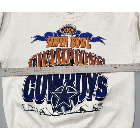 Vintage 1996 Medium True Fan Dallas Cowboys Sweatshirt Super Bowl XXX Champions - Picture 7 of 10